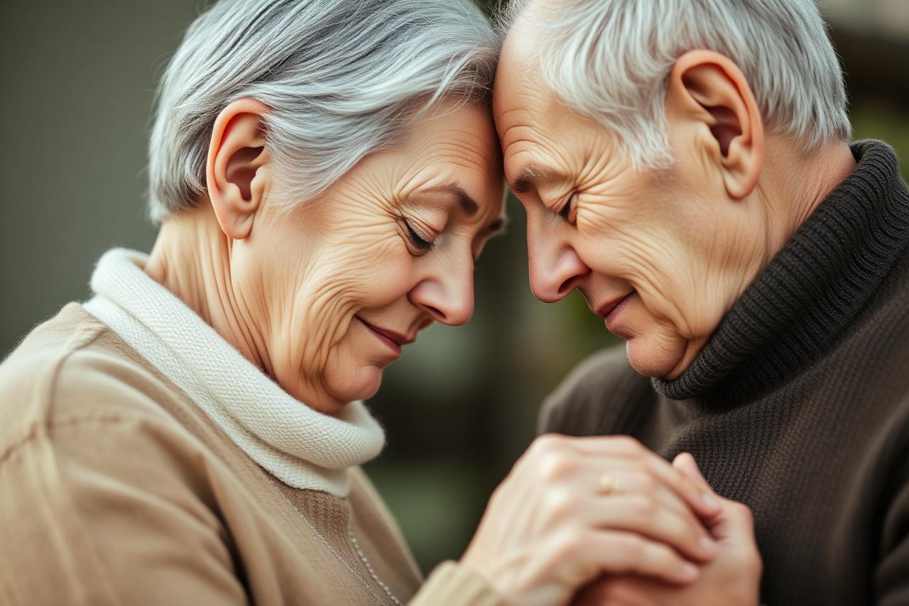 Elderly couple sharing a quiet moment