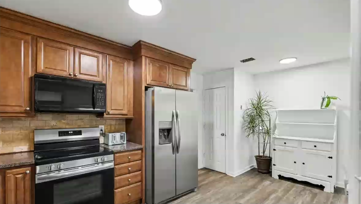 Kitchen with stainless steel appliances
